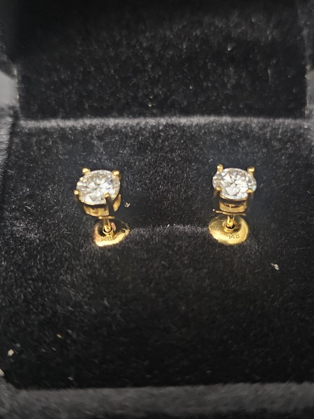 5mm 14K gold plated-1carat MOISSANITE Stud Earrings-passes diamond tester